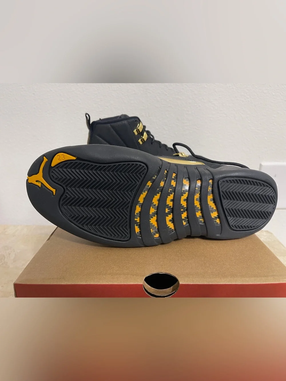 New with Box! Air Jordan 12 Retro, Men’s size 12, Black Metallic Gold